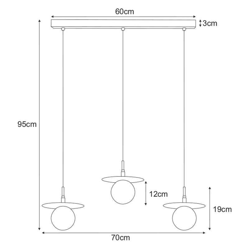 Kaja Fermi 3L linear suspension pendant lamp G9 H 95.0cm