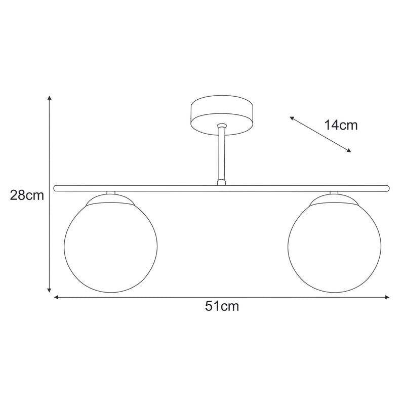 Kaja Gamma 2L ceiling lamp E14 H 28.0cm