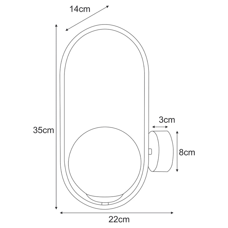 Kaja Ritus 1L wall sconce lamp E14 H 35.0cm