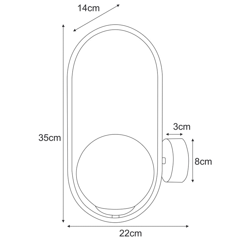 Kaja Alma 1L wall sconce lamp E14 H 35.0cm