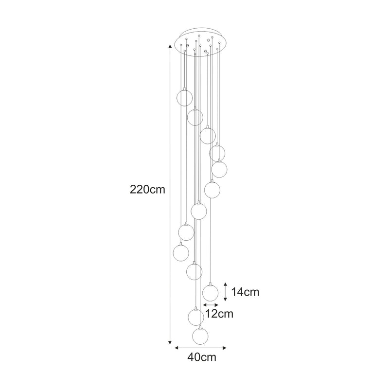 Kaja Aspen 13L pendant lamp G9 H 220.0cm
