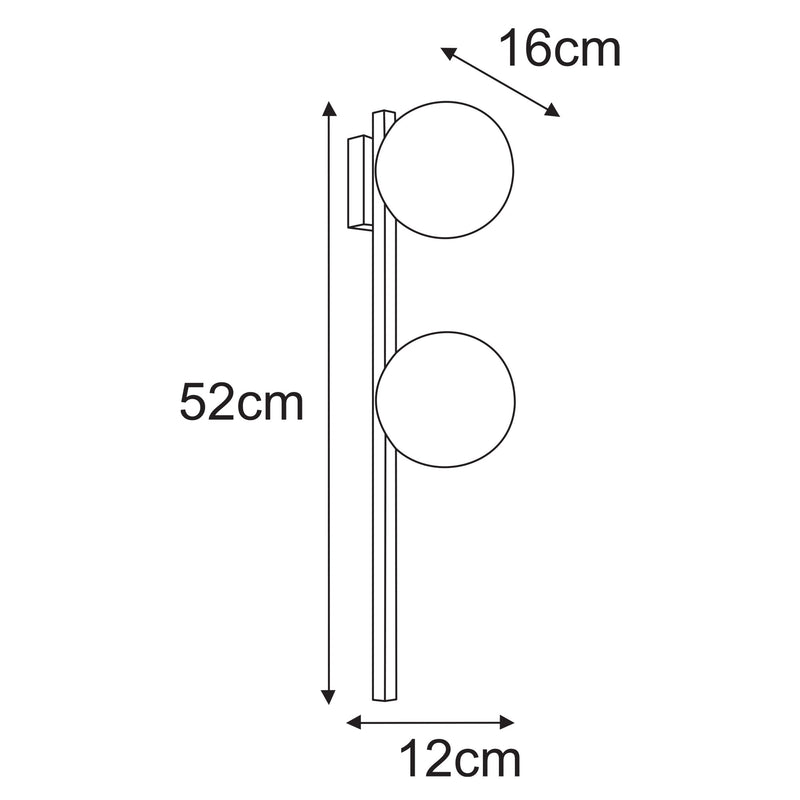 Kaja Paxi 2L wall sconce lamp G9 H 52.0cm