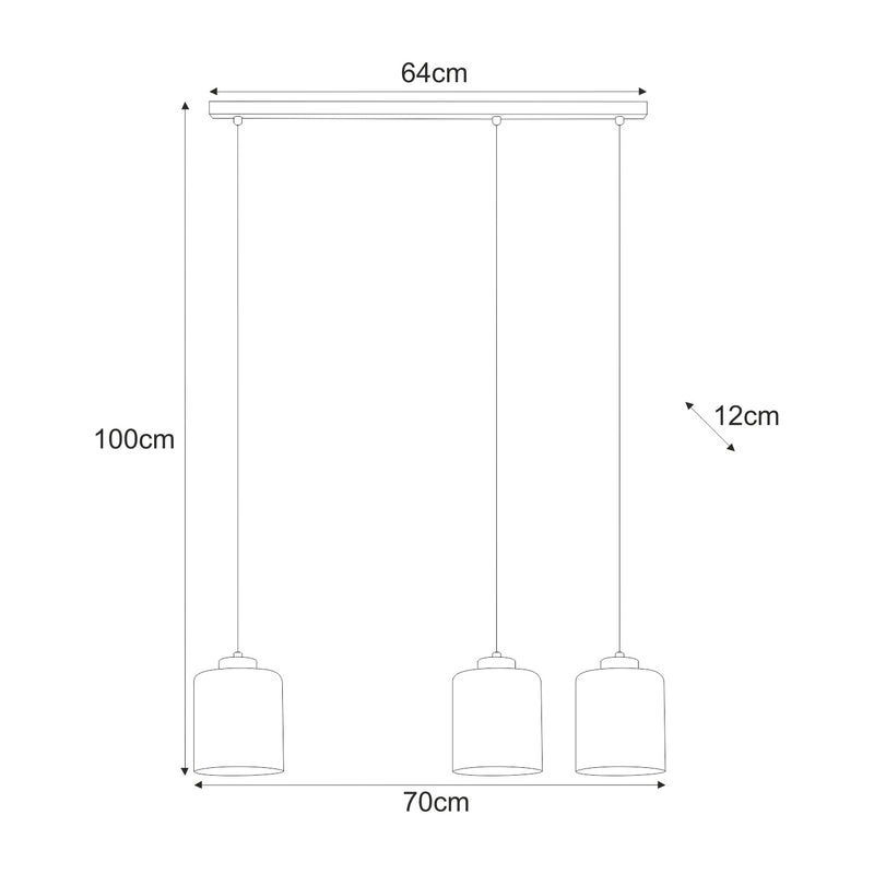 Kaja Soro 3L linear suspension pendant lamp E27 H 100.0cm
