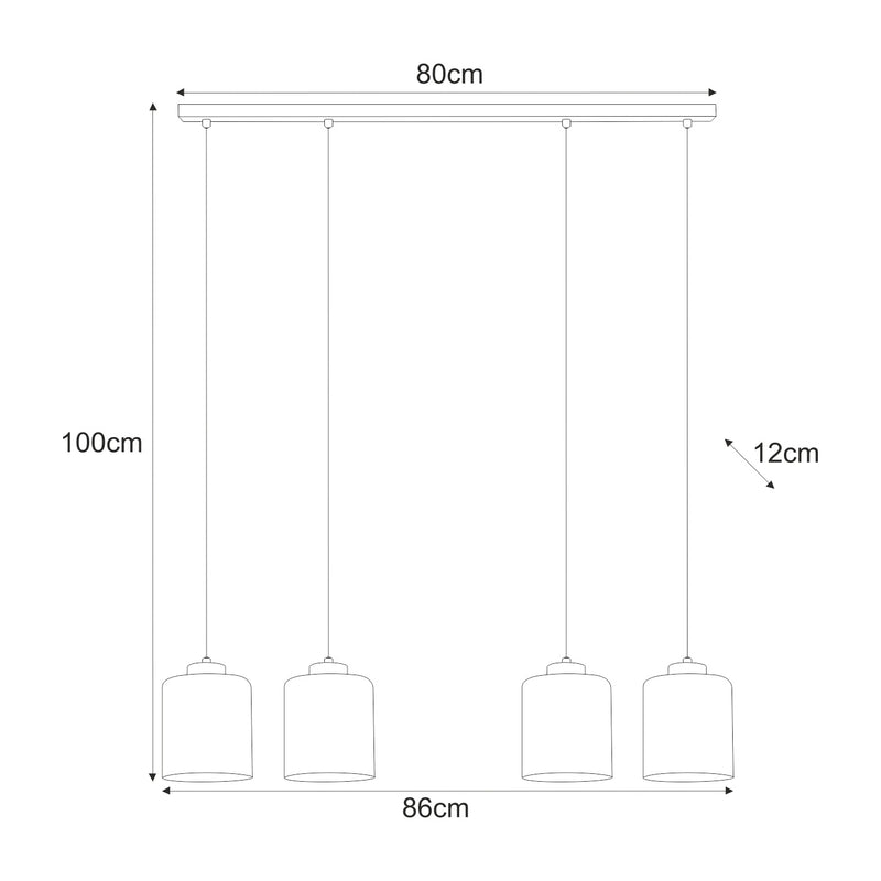 Kaja Soro 4L linear suspension pendant lamp E27 H 100.0cm