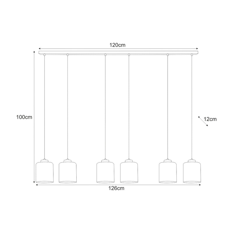 Kaja Miri 6L linear suspension pendant lamp E27 H 100.0cm