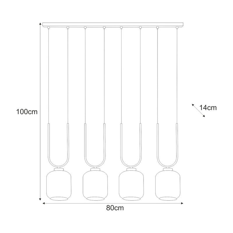 Kaja Coni 4L linear suspension pendant lamp E27 H 100.0cm
