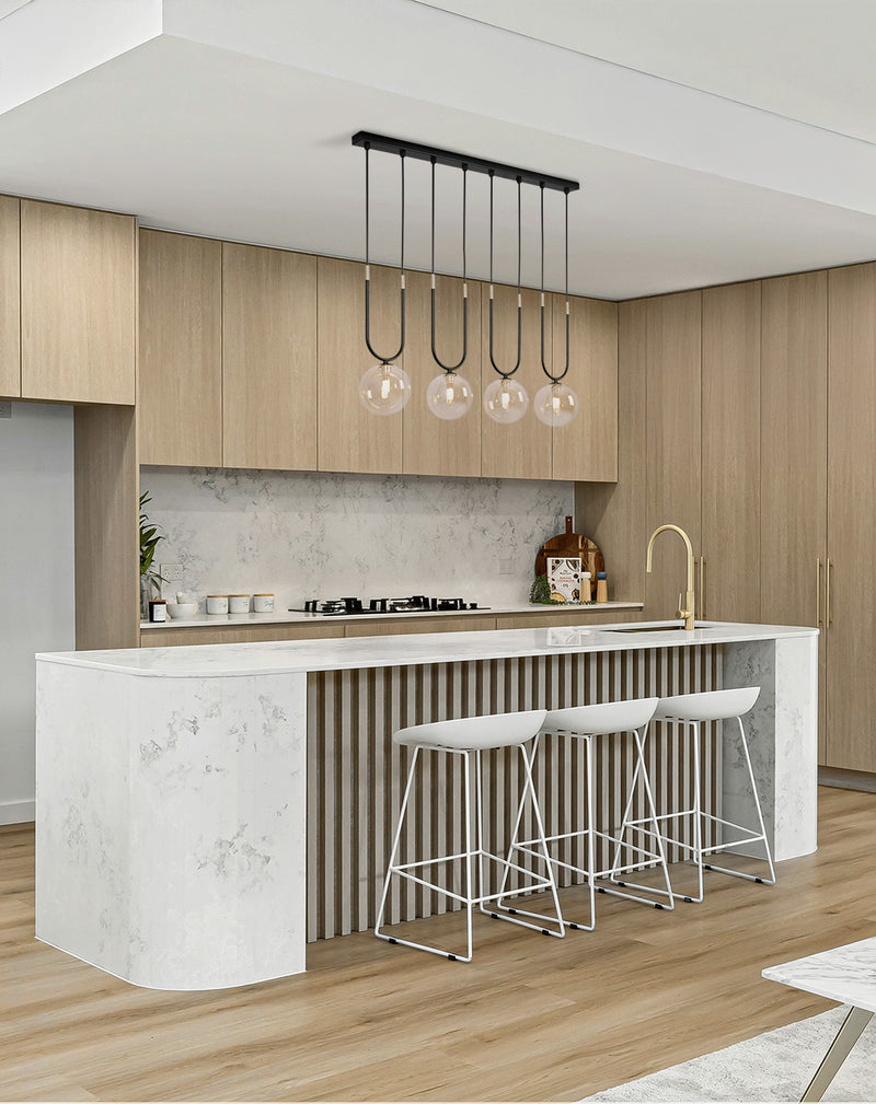 Kaja Goldi 4L linear suspension pendant lamp G9 H 85.0cm