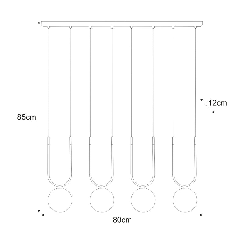 Kaja Goldi 4L linear suspension pendant lamp G9 H 85.0cm