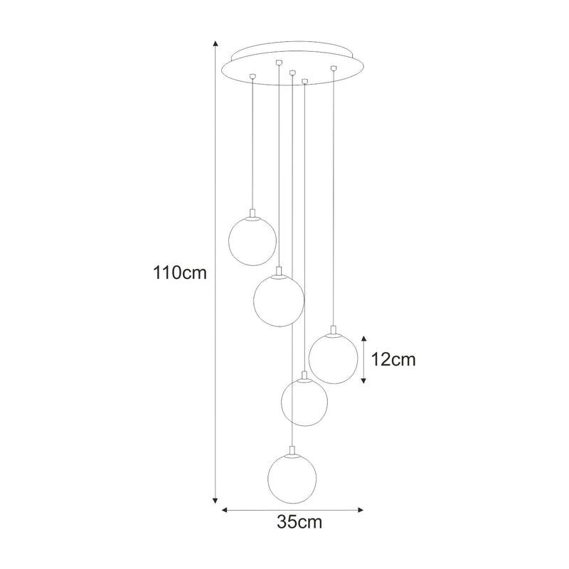Kaja Dori 5L pendant lamp G9 H 110.0cm