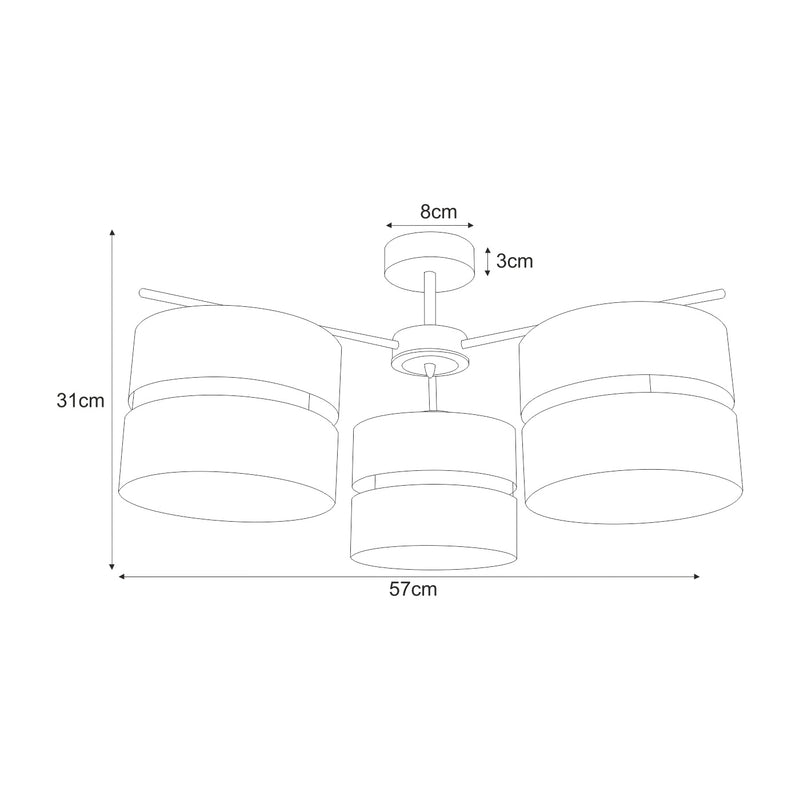 Kaja Malavi 3L ceiling lamp E27 H 31.0cm