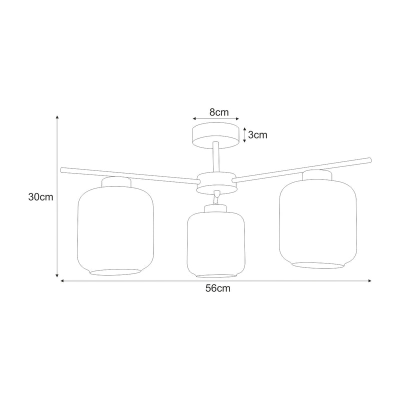 Kaja Piega 3L ceiling lamp E27 H 30.0cm