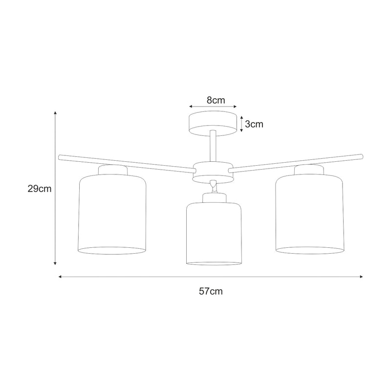 Kaja Luna 3L ceiling lamp E27 H 29.0cm