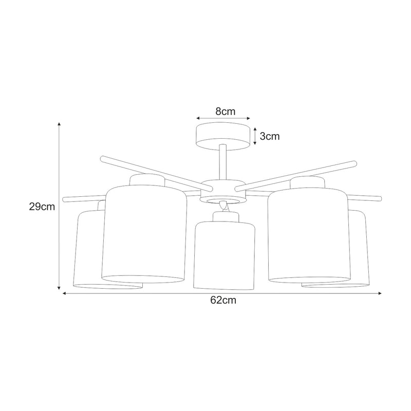 Kaja Luna 5L chandelier E27 H 29.0cm