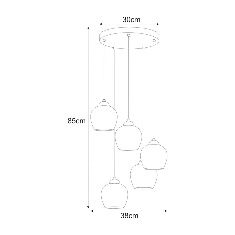 Kaja Abro 5L pendant lamp E27 H 85.0cm