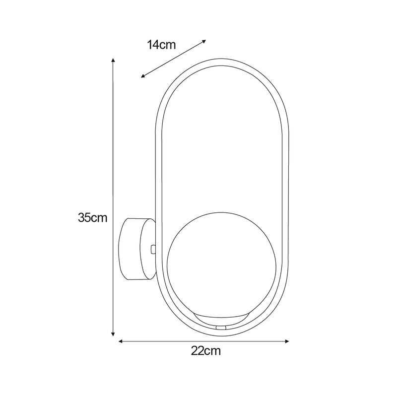 Kaja Alma 1L wall sconce lamp E14 H 35.0cm