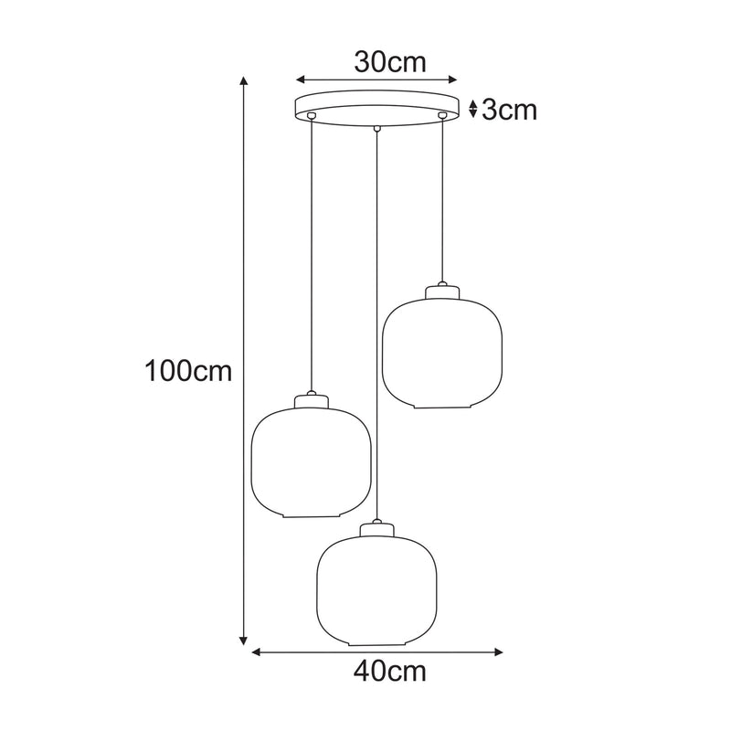 Kaja Campo 3L pendant lamp E27 H 100.0cm