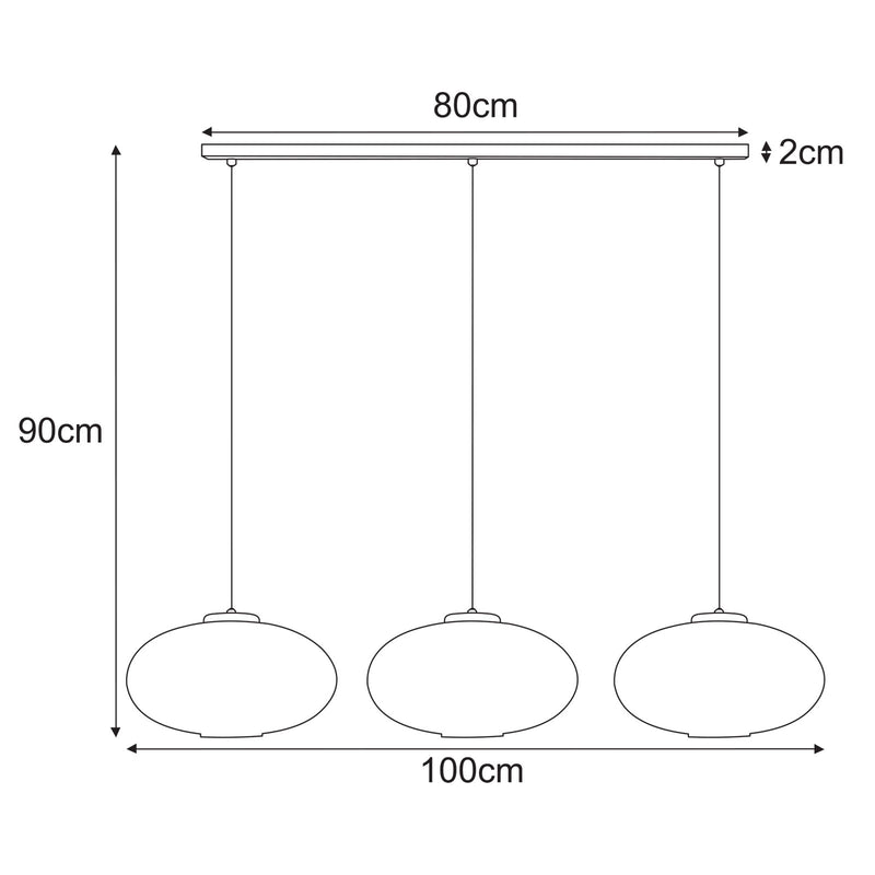 Kaja Drop 3L linear suspension pendant lamp E27 H 90.0cm