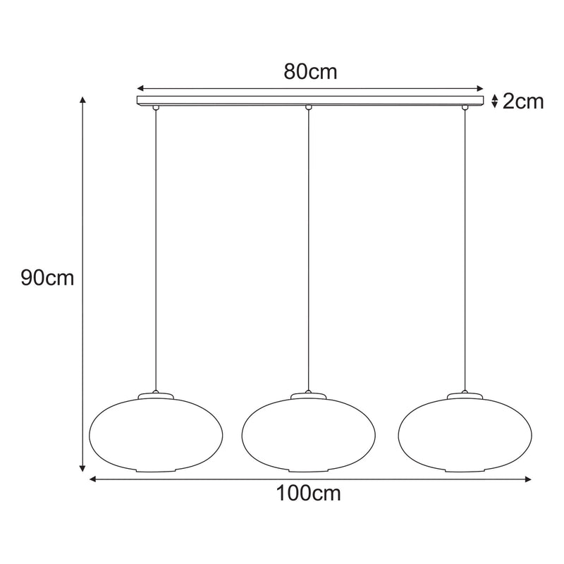Kaja Arco 3L linear suspension pendant lamp E27 H 90.0cm