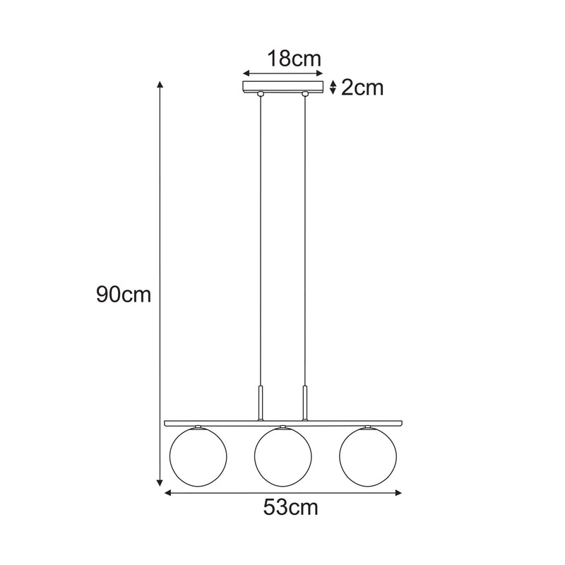 Kaja Aura 3L linear suspension pendant lamp G9 H 90.0cm
