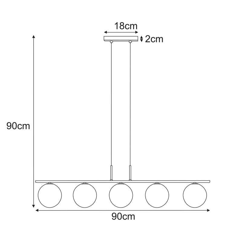 Kaja Aura 5L linear suspension pendant lamp G9 H 90.0cm