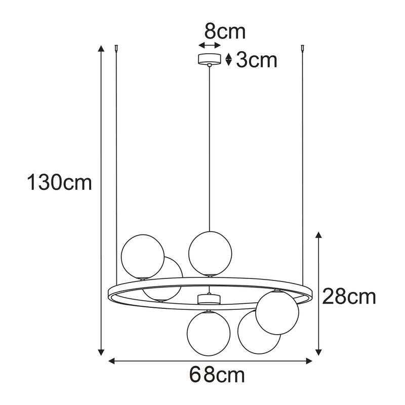 Kaja Monza 6L pendant lamp G9 H 130.0cm