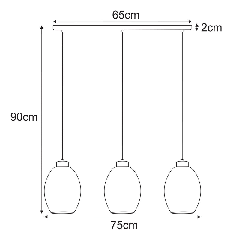 Kaja Balbo 3L linear suspension pendant lamp E27 H 90.0cm