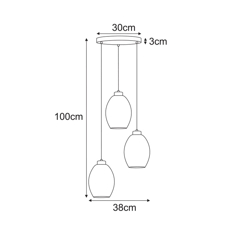 Kaja Balbo 3L pendant lamp E27 H 100.0cm