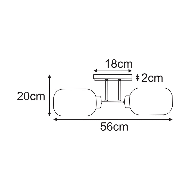 Kaja Vilar 2L ceiling lamp E27 H 20.0cm