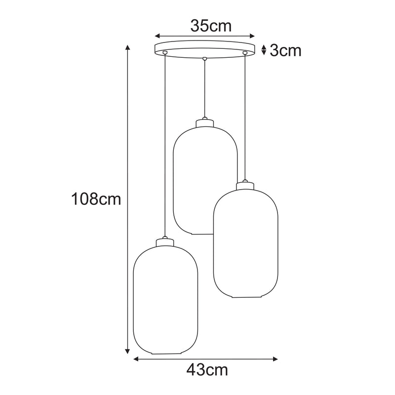 Kaja Vilar 3L pendant lamp E27 H 108.0cm