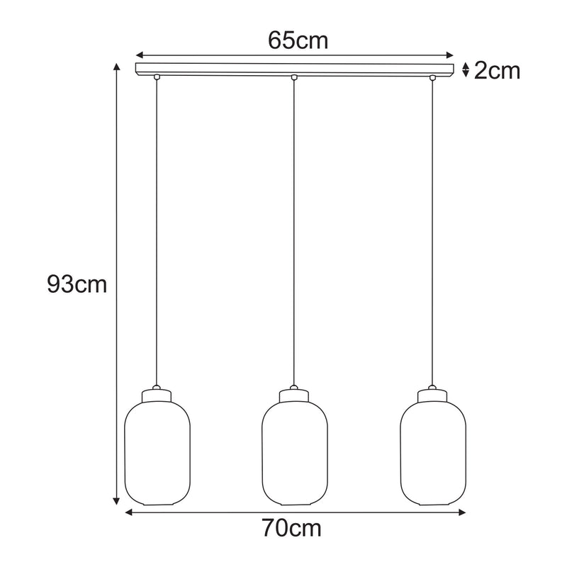Kaja Fadiga 3L linear suspension pendant lamp E27 H 93.0cm