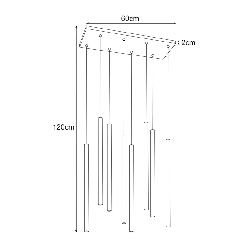 Kaja Suno 8L linear suspension pendant lamp G9 H 120.0cm