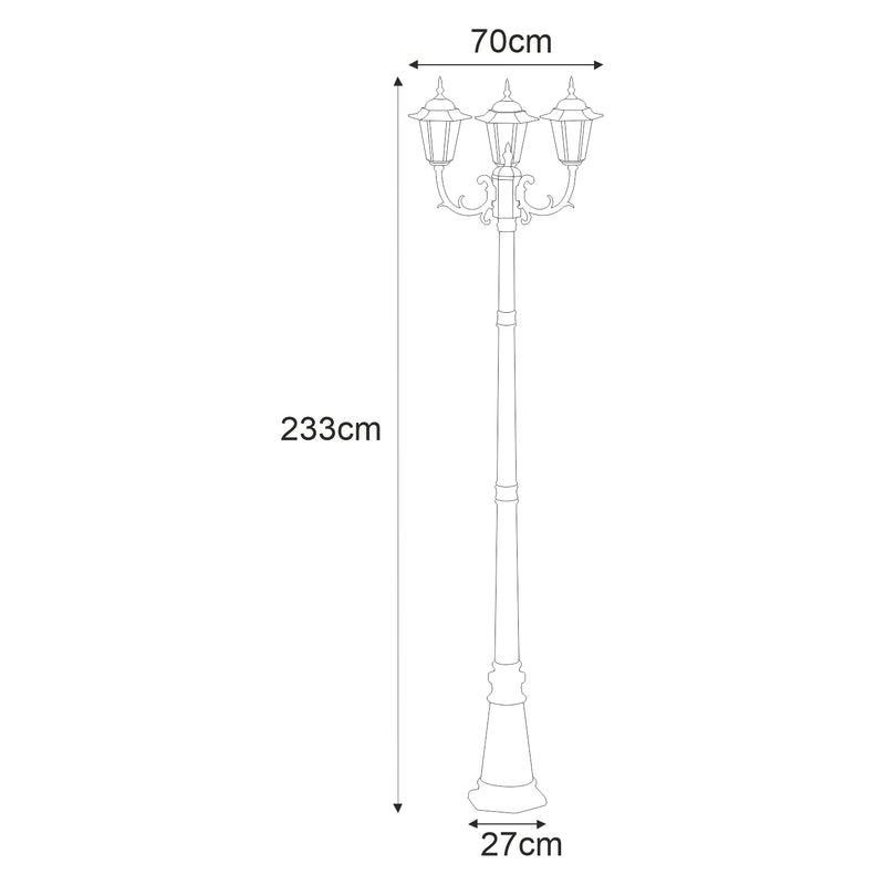 Kaja Standard 3L street light E27 H 233.0cm