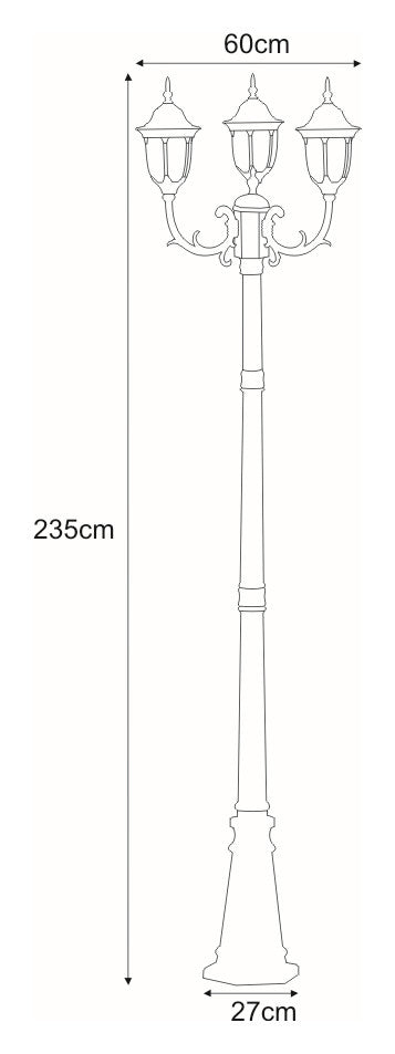 Kaja Vasco 3L street light E27 H 235.0cm