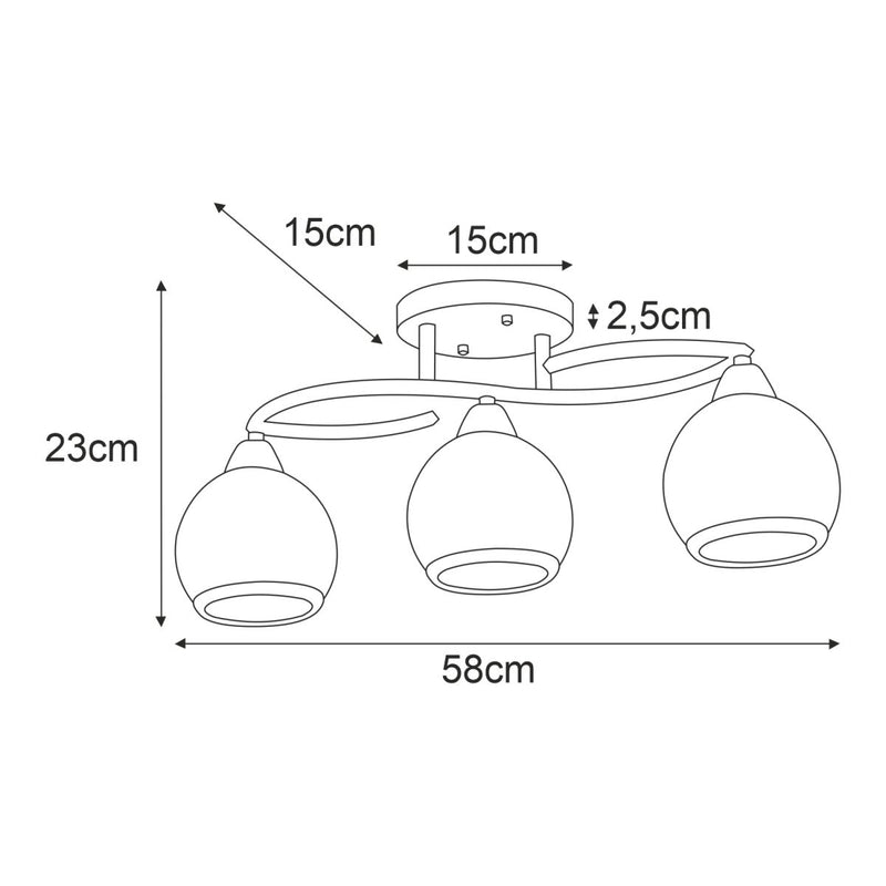Kaja Lara 3L ceiling lamp E27 H 23.0cm