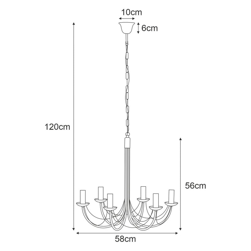 Kaja Perseo 6L chandelier E14 H 120.0cm