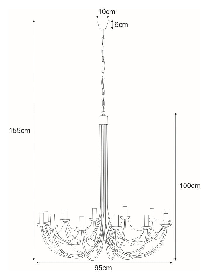 Kaja Perseo 12L chandelier E14 H 160.0cm