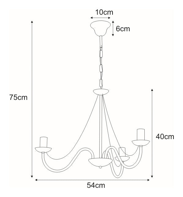 Kaja Bartez 3L chandelier E14 H 75.0cm