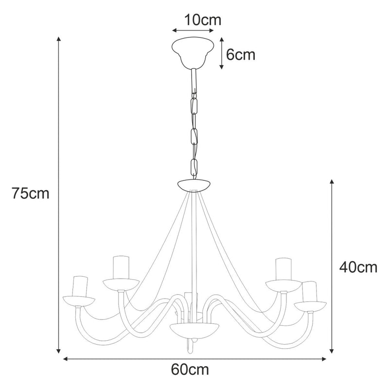 Kaja Bartez 5L chandelier E14 H 75.0cm