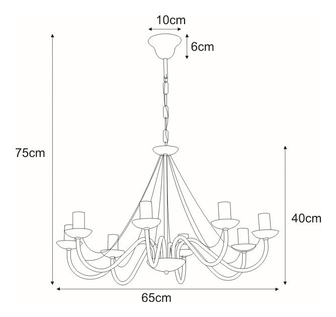Kaja Bartez 8L chandelier E14 H 75.0cm