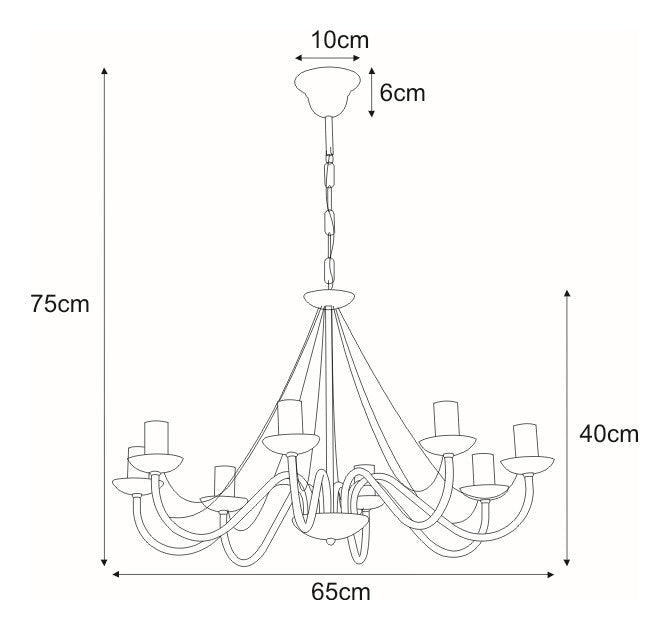 Kaja Bartez Ii 8L chandelier E14 H 75.0cm