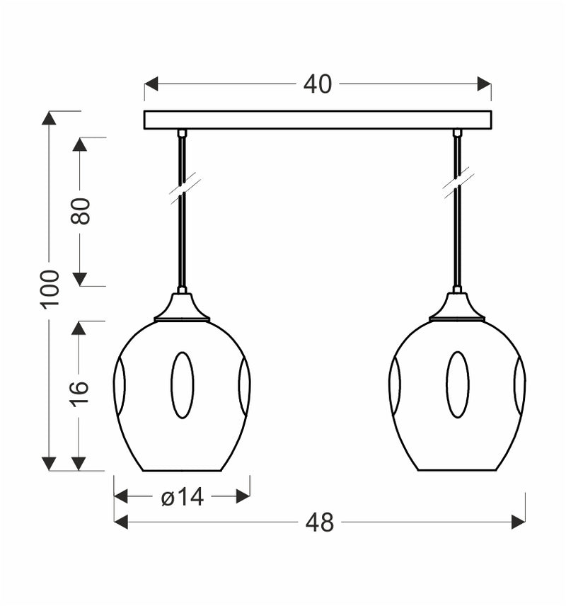 Candellux Aspa 2L linear suspension pendant lamp E27 W 48cm