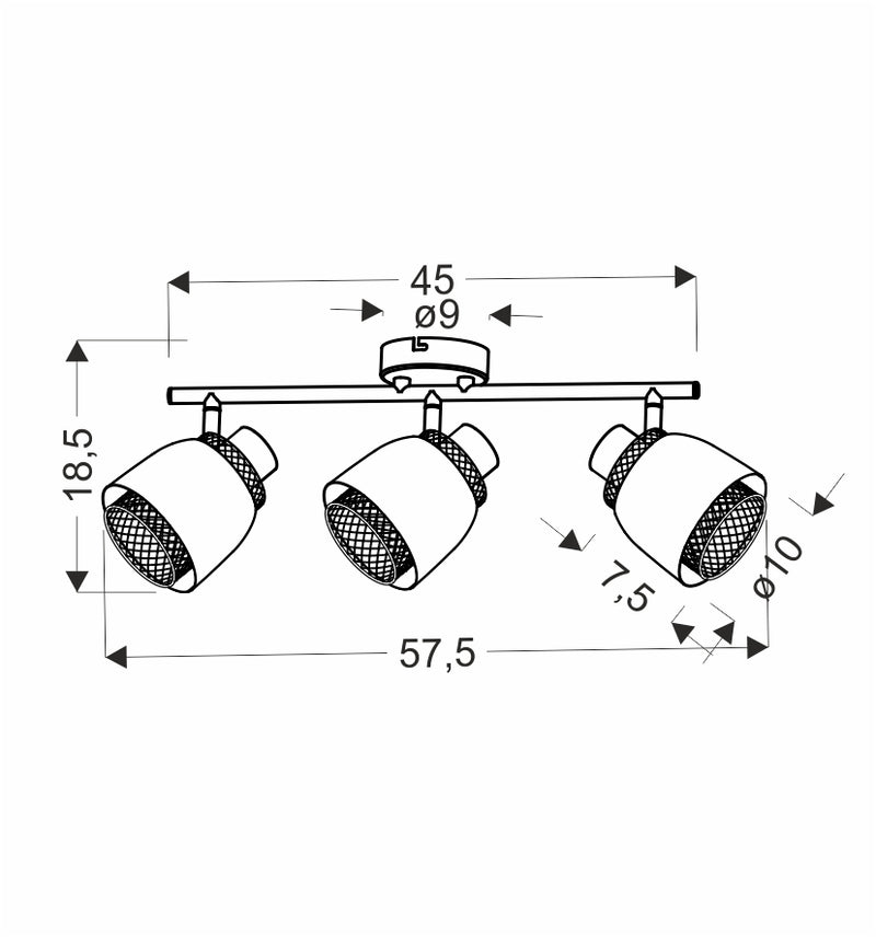 Candellux Aleksandria 3L monorail ceiling lamp E14 W 57.5cm