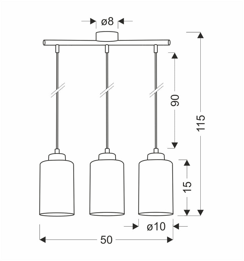 Candellux Aspra 3L linear suspension pendant lamp E27 W 50cm
