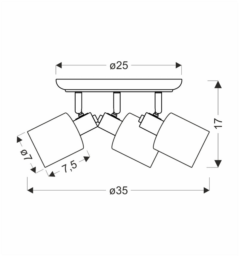 Candellux Agra 3L ceiling lamp E14 D 35cm