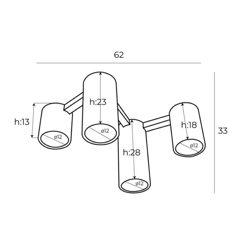 Lampada da soffitto Maxlight Laxer 4L da incasso nera