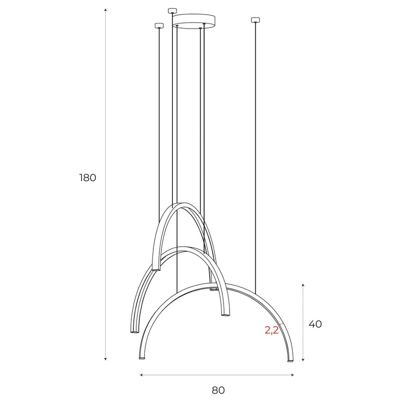 Maxlight Trio Arc 3L pendant lamp LED 63W, L 80cm