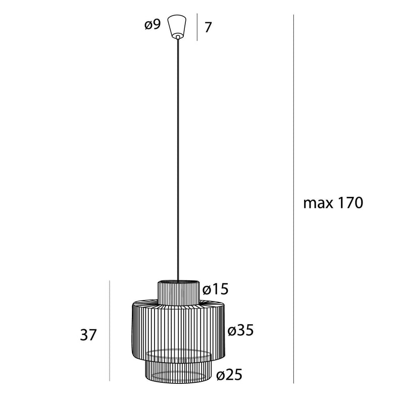 Maxlight Labriz 1L pendant lamp rattan natural