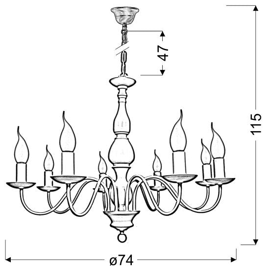 Candellux Bellagio 8L chandelier E14 D 74cm