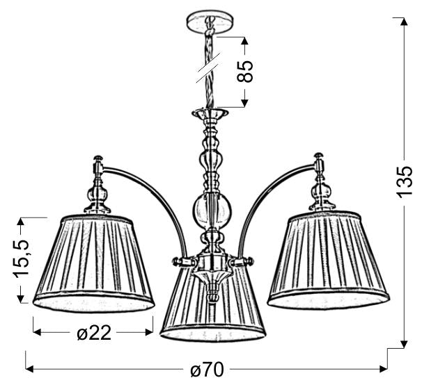 Candellux Austin 3L chandelier E14 D 70cm