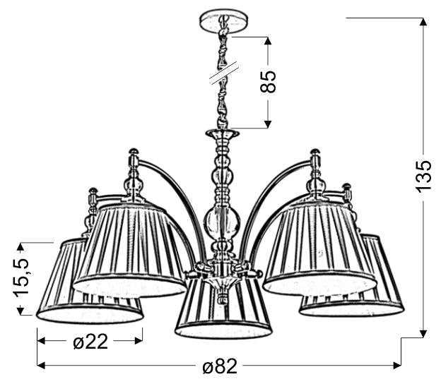 Candellux Austin 5L chandelier E14 D 82cm